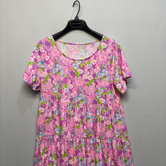 Lilly Pulitzer Jodee Swing Dress Large Amethyst Moms The Word Floral D079 -21 - Picture 9 of 16